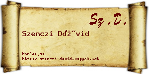 Szenczi Dávid névjegykártya