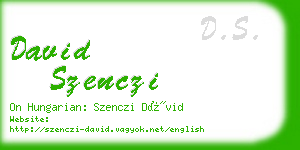 david szenczi business card